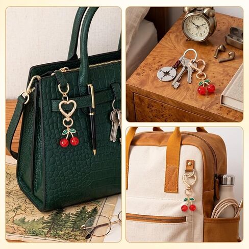 10Pcs Cherry Keychain Bulk Cute Keychain Purse Charms Accessories for Women Cherry Party Favors in Kuwait