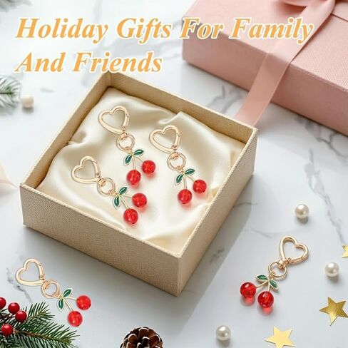10Pcs Cherry Keychain Bulk Cute Keychain Purse Charms Accessories for Women Cherry Party Favors in Kuwait