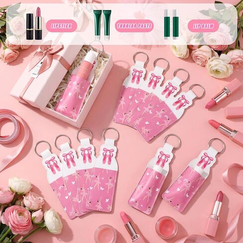 Loopeer 16 Pcs Dance Lipstick Holder Keychain Bulk Dance Recital Gifts for Girls Teachers Cheerleading Ballet Dancer Party Favors Team Gifts Ballerina Dancer Competition Graduation Accessories Gift in Kuwait