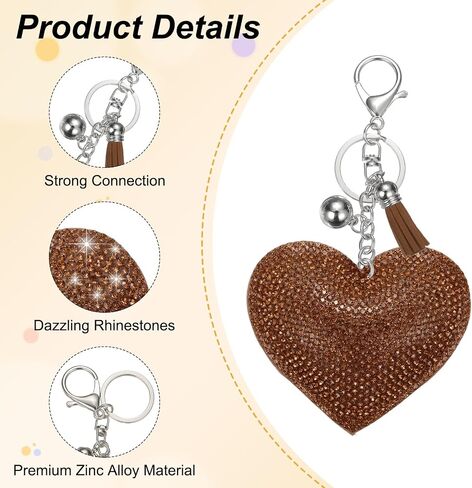 PATIKIL Rhinestone Keychains for Women, Cute Bling Heart Shape Purse Charm for Bag Handbags Car Keys in Kuwait