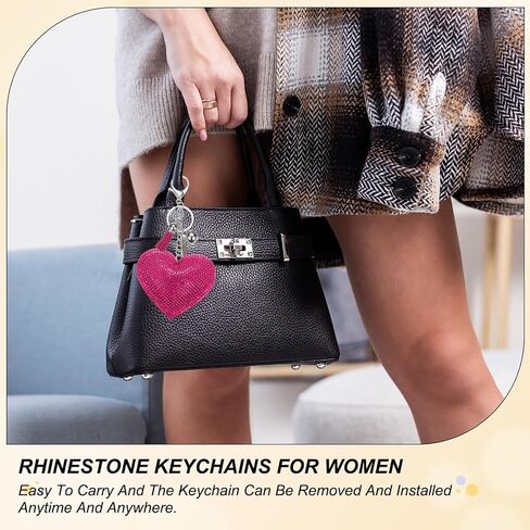 PATIKIL Rhinestone Keychains for Women, Cute Bling Heart Shape Purse Charm for Bag Handbags Car Keys in Kuwait