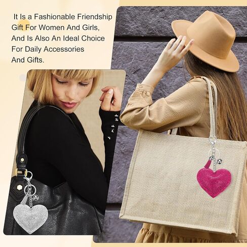 PATIKIL Rhinestone Keychains for Women, Cute Bling Heart Shape Purse Charm for Bag Handbags Car Keys in Kuwait