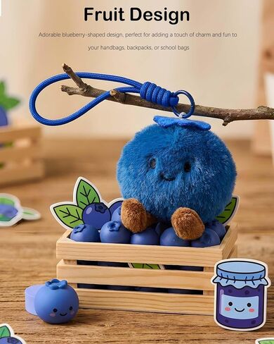 Cute Blueberry Plush Bag Charm - Soft Fruit Plush Toy for Women, Multi-functional Handbag & Backpack Accessory in Kuwait