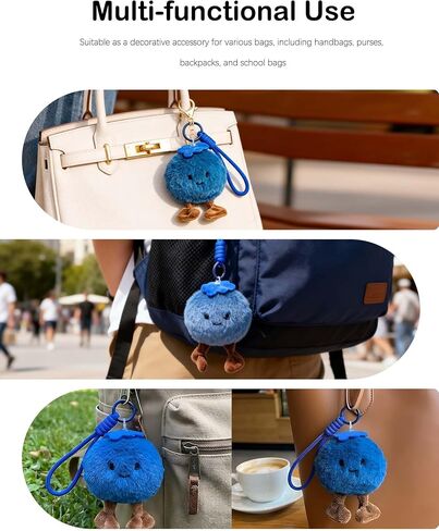 Cute Blueberry Plush Bag Charm - Soft Fruit Plush Toy for Women, Multi-functional Handbag & Backpack Accessory in Kuwait