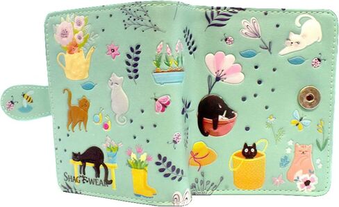 محفظة Shag Wear Cats in the Garden للحيوانات الصغيرة للنساء والفتيات المراهقات من الجلد الصناعي النباتي مقاس 4.5 بوصة باللون الأزرق المخضر in Kuwait