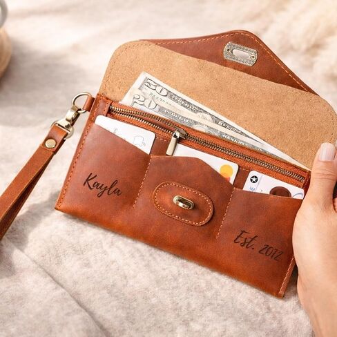 Personalized Leather RFID Wallet for Women – Customizable with Couple Names and Special Messages – Thoughtful Gift for Girlfriends, Mothers, and Women – Ideal Gift for Valentine’s Day and Mother’s Day in Saudi Arabia