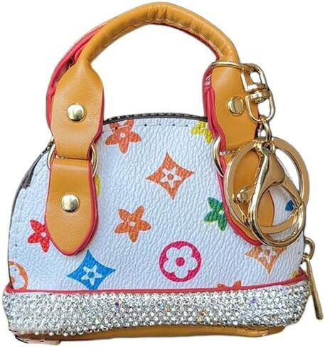 Cute Mini Tote Coin Purse Keychain for Women, Fashion PU Leather Mini Purse Bag Charm for Backpack Wallet Car key in Saudi Arabia