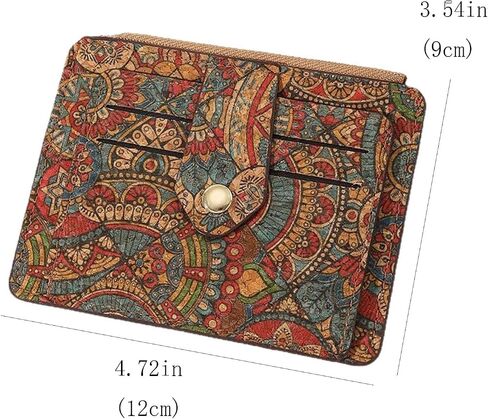 Natural Cork Wallet for Women,Boho Patchwork Minimalist Coin Purse,Zipper Coin Pouch,Credit Card Holder Small Change Purse in Kuwait