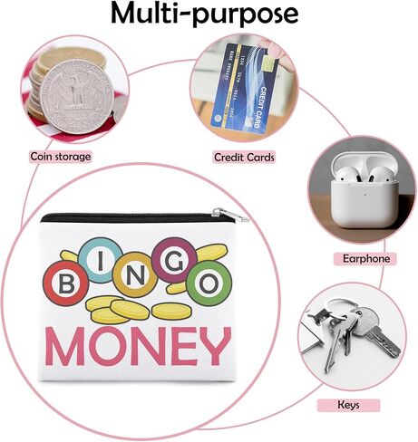 Bingo Player Gift for Women Coin Purse Bingo Lover Game Gift Gambling Money Player Gambler Gifts Casino Lover Gambler Themed Coin Pouch Christmas Birthday Gifts for Her Zipper Change Pouch in Saudi Arabia