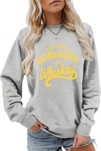 Country Concert Shirts for Women Sunshine and Whiskey Sweatshirt Funny Vintage Graphic Crewneck Long Sleeve Pullover in Saudi Arabia