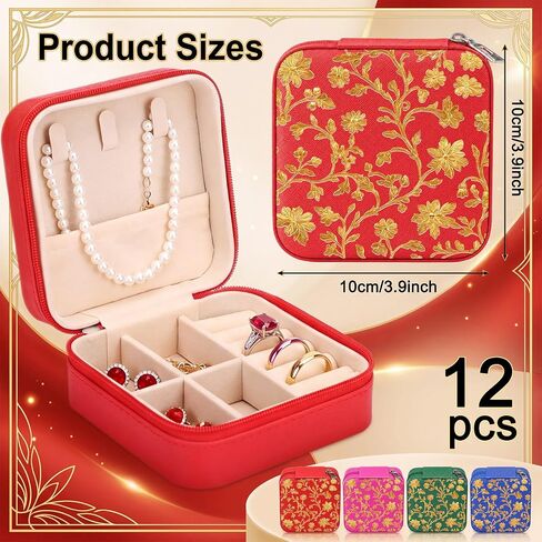 Novabright 12 Pcs Indian Travel Jewelry Case Bulk Return Gifts for Pooja Small Travel Jewelry Box Bridesmaid Indian Festival Favor Return Gifts for Diwali Pooja Wedding Housewarming Favor in Saudi Arabia