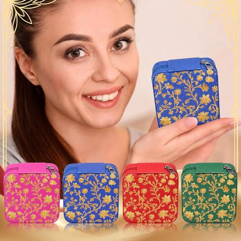 Novabright 12 Pcs Indian Travel Jewelry Case Bulk Return Gifts for Pooja Small Travel Jewelry Box Bridesmaid Indian Festival Favor Return Gifts for Diwali Pooja Wedding Housewarming Favor in Saudi Arabia