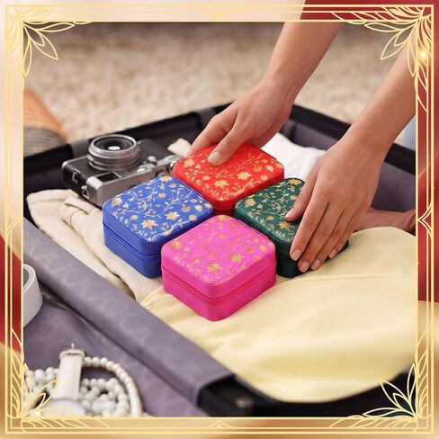 Novabright 12 Pcs Indian Travel Jewelry Case Bulk Return Gifts for Pooja Small Travel Jewelry Box Bridesmaid Indian Festival Favor Return Gifts for Diwali Pooja Wedding Housewarming Favor in Saudi Arabia