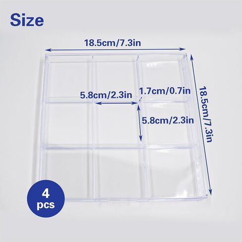 4 PCS Clear Jewelry Organizer Box With Removable Lid, PS Plastic Earring Storage Case with 9 Mini Grid(2.36''), Stackable Trinket Tray Craft Storage Container Holder for Earrings Ring Bracelets Bead in Kuwait