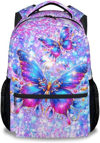 COZYAURA Girls Backpack Butterfly Bookbag for Kids - 17 Inch Elementary Kindergarten School Bag for Toddler Students in Kuwait