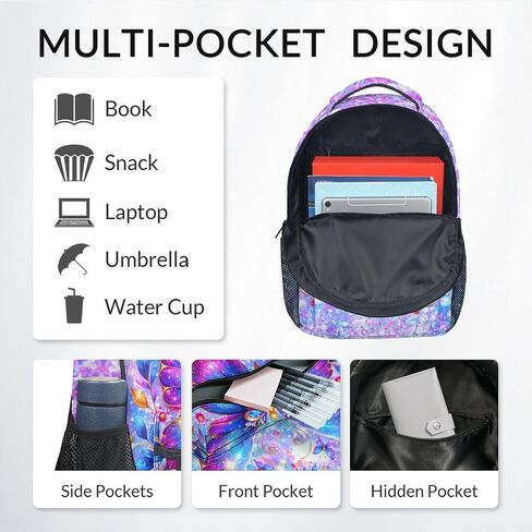 COZYAURA Girls Backpack Butterfly Bookbag for Kids - 17 Inch Elementary Kindergarten School Bag for Toddler Students in Kuwait