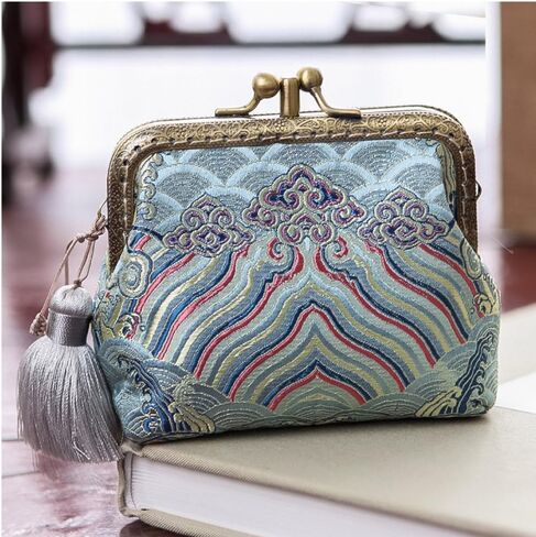 Jan&Dee Original Hand-made Silk Tapestry Satin Top Grade Exquisite Buckle Coin Purse in Saudi Arabia