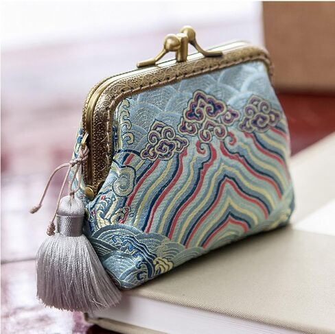 Jan&Dee Original Hand-made Silk Tapestry Satin Top Grade Exquisite Buckle Coin Purse in Saudi Arabia