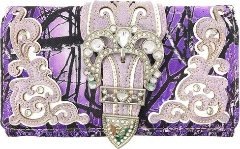 Zelris Camouflage Shine Glow Silver Buckle Women Crossbody Trifold Wallet in Saudi Arabia
