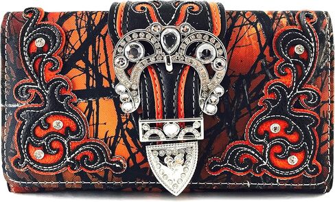 Zelris Camouflage Shine Glow Silver Buckle Women Crossbody Trifold Wallet in Saudi Arabia