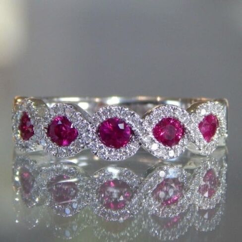 Infinity Ring Rose Red Synthetic Gemstone Eternity Ring for Women Valentine's Day Birthday Gift Vintage Promise Ring in Kuwait