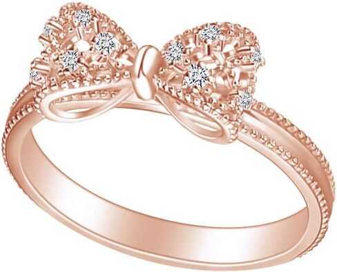 AFFY 14k Gold Over Sterling Silver Round Cubic Zirconia Wedding Infinity Bowknot Promise Ring for Womens in Kuwait