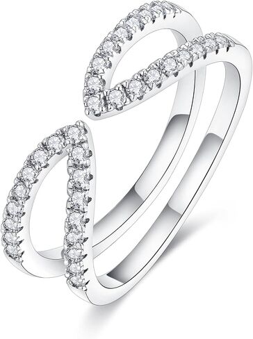IMOLOVE Moissanite Wedding Bands for Women, 0.3 Carat Simple Fashion Adjustable Rings for Women Trendy Stackable Open Wedding Band Rings with 18K White Gold Plated Size 5-10 in Kuwait