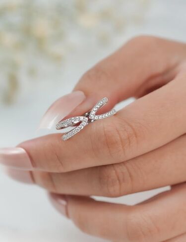 IMOLOVE Moissanite Wedding Bands for Women, 0.3 Carat Simple Fashion Adjustable Rings for Women Trendy Stackable Open Wedding Band Rings with 18K White Gold Plated Size 5-10 in Kuwait