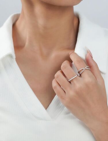IMOLOVE Moissanite Wedding Bands for Women, 0.3 Carat Simple Fashion Adjustable Rings for Women Trendy Stackable Open Wedding Band Rings with 18K White Gold Plated Size 5-10 in Kuwait