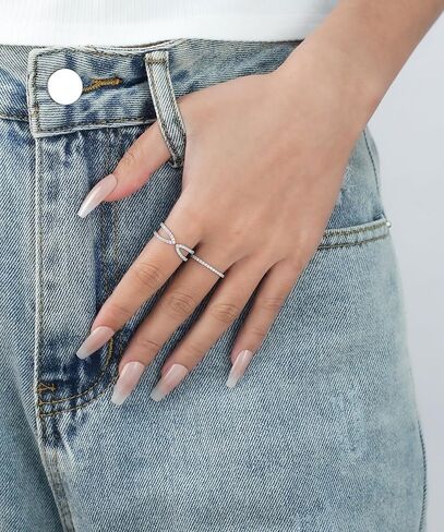 IMOLOVE Moissanite Wedding Bands for Women, 0.3 Carat Simple Fashion Adjustable Rings for Women Trendy Stackable Open Wedding Band Rings with 18K White Gold Plated Size 5-10 in Kuwait
