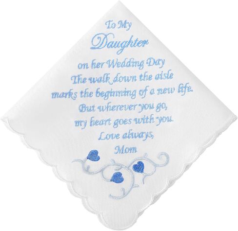 Wedding Handkerchiefs Something Blue for Bride Embroidered Handkerchief Gift for Bride Groom from Mother Father in Saudi Arabia