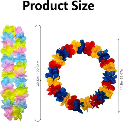 6 Count Hawaiian Leis, Red Yellow Blue Vibrant Primary Colors Artificial Tropical Flower Lei, Luau Party Decorations for Wedding Graduation Birthday Beach Party Favors in Kuwait