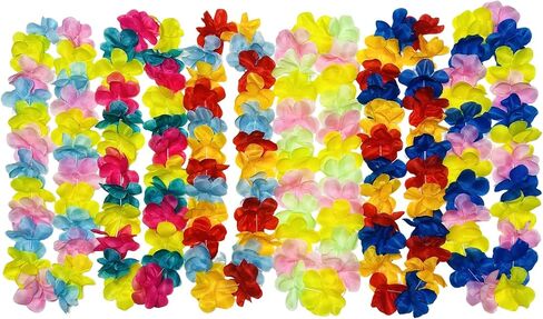 6 Count Hawaiian Leis, Red Yellow Blue Vibrant Primary Colors Artificial Tropical Flower Lei, Luau Party Decorations for Wedding Graduation Birthday Beach Party Favors in Kuwait