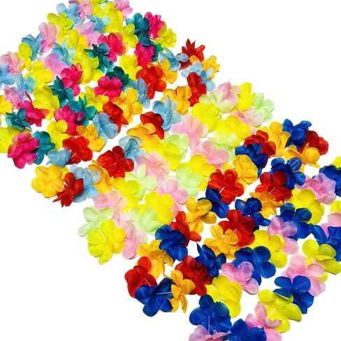6 Count Hawaiian Leis, Red Yellow Blue Vibrant Primary Colors Artificial Tropical Flower Lei, Luau Party Decorations for Wedding Graduation Birthday Beach Party Favors in Kuwait