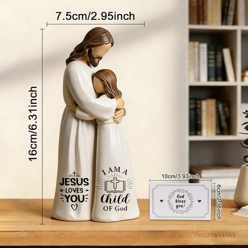 Jesus Embracing Woman Figurines - Christian Sculpture Hand-Painted Keepsake 5.9", Religious Gift of Comfort & Blessing with Greeting Card & Gift Box for Home, Desk, or Church in Saudi Arabia