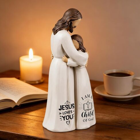 Jesus Embracing Woman Figurines - Christian Sculpture Hand-Painted Keepsake 5.9", Religious Gift of Comfort & Blessing with Greeting Card & Gift Box for Home, Desk, or Church in Saudi Arabia