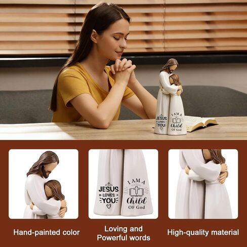 Jesus Embracing Woman Figurines - Christian Sculpture Hand-Painted Keepsake 5.9", Religious Gift of Comfort & Blessing with Greeting Card & Gift Box for Home, Desk, or Church in Saudi Arabia