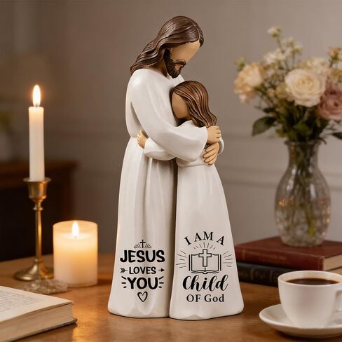 Jesus Embracing Woman Figurines - Christian Sculpture Hand-Painted Keepsake 5.9", Religious Gift of Comfort & Blessing with Greeting Card & Gift Box for Home, Desk, or Church in Saudi Arabia