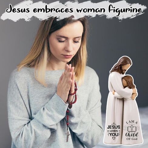 Jesus Embracing Woman Figurines - Christian Sculpture Hand-Painted Keepsake 5.9", Religious Gift of Comfort & Blessing with Greeting Card & Gift Box for Home, Desk, or Church in Saudi Arabia