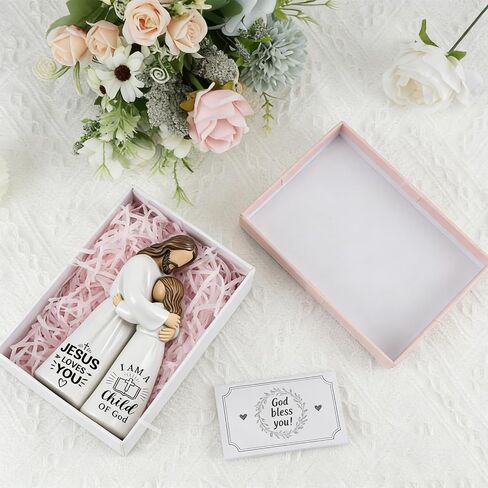 Jesus Embracing Woman Figurines - Christian Sculpture Hand-Painted Keepsake 5.9", Religious Gift of Comfort & Blessing with Greeting Card & Gift Box for Home, Desk, or Church in Saudi Arabia