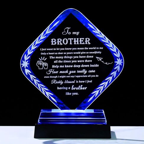 Gifts for Brother from Sister Crystal Brother Plaque Keepsake Meaningful to My Brother Gifts for Adult, Fathers Day, Christmas, Birthday, Valentine's Day, Thanksgiving Day in Saudi Arabia