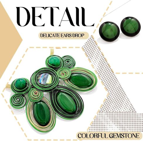 Fstrend Green Chunky African Statement Necklace and Earring Sets for Women, Tribal Jewelry Set, Big Rhinestone Crystal Pendant in Saudi Arabia