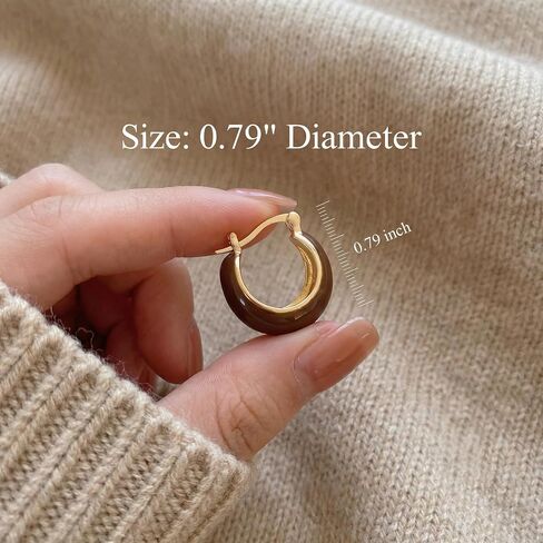 3 Pair Brown Hoop Earrings Set For Women Vintage Boho Drop Jewelry Earthy Polished Chunky Statement Pieces Trendy Everyday Fashion Accessories in Saudi Arabia
