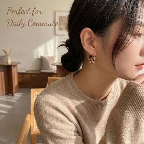 3 Pair Brown Hoop Earrings Set For Women Vintage Boho Drop Jewelry Earthy Polished Chunky Statement Pieces Trendy Everyday Fashion Accessories in Saudi Arabia
