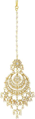 Aheli Artificial Kundan Pearls Studded White Necklace with Earrings Set Elegant Ethnic Fashion Bharatanatyam jewellery set for Women in Saudi Arabia