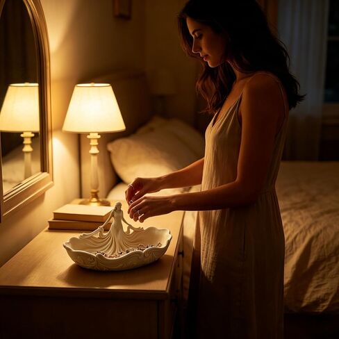 صينية مكياج Goddess موديل 2026، صينية مجوهرات للحلق والحلق مقاس 7.1 × 3.5 × 4.3 بوصة، صينية تزيين طاولة صغيرة عتيقة، صينية مجوهرات هدية للنساء والأمهات والصديقات in Kuwait