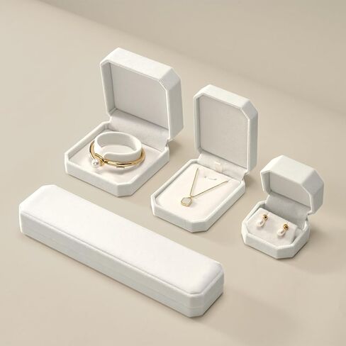 White Velvet Earring Gift Box, Jewelry Stud Case for Wedding Valentine's Day in Saudi Arabia
