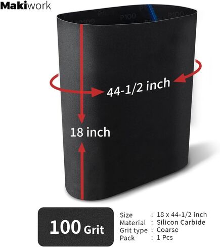 Drum Sander Feed Belt Conveyor - Compatible with Grizzly 18" G0458 Drum Sander, Silicone Carbide, 18" x 44-1/2", 100 Grit in Kuwait