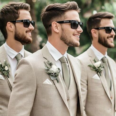 نظارات شمسية لحفلات العريس من Groomsman، 7 قطع من نظارات الزفاف للعريس، أفضل رجل، هدايا العريس in Kuwait
