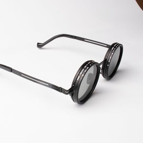 Adjustable Tint Sunglasses, 1-9 Gears Steampunk Retro Metal Round Polarized Glasses with ND Filter Lenses in Kuwait